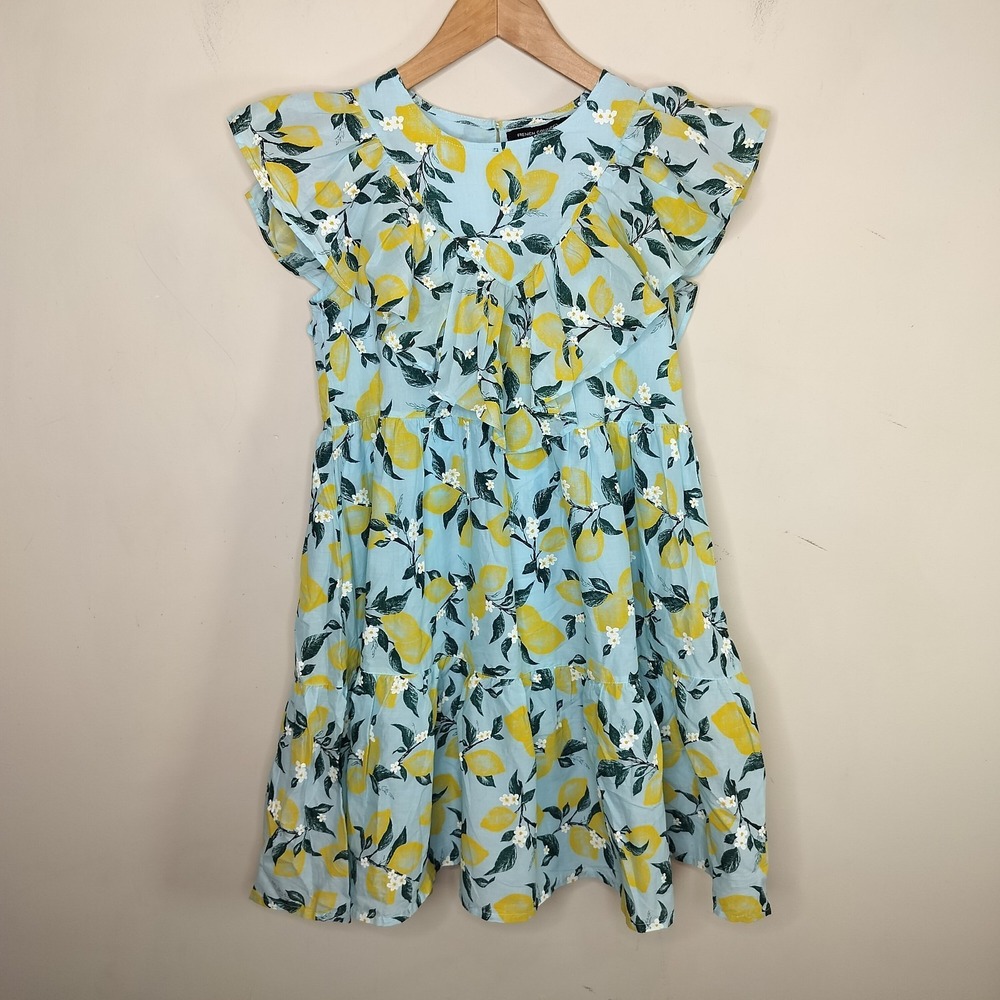 French Connection‎ Girls Dress Lemon Floral Cotton Ruffled